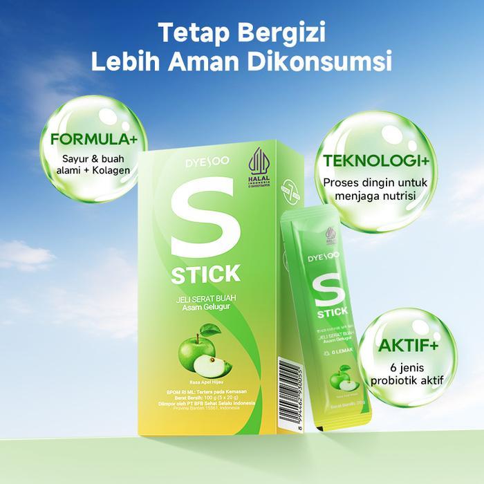 Dyesoo S STICK Jeli Buah Berserat [Multi Rasa] 3 BOX [15 PCS] Apel Hijau / Bluberi / Persik,