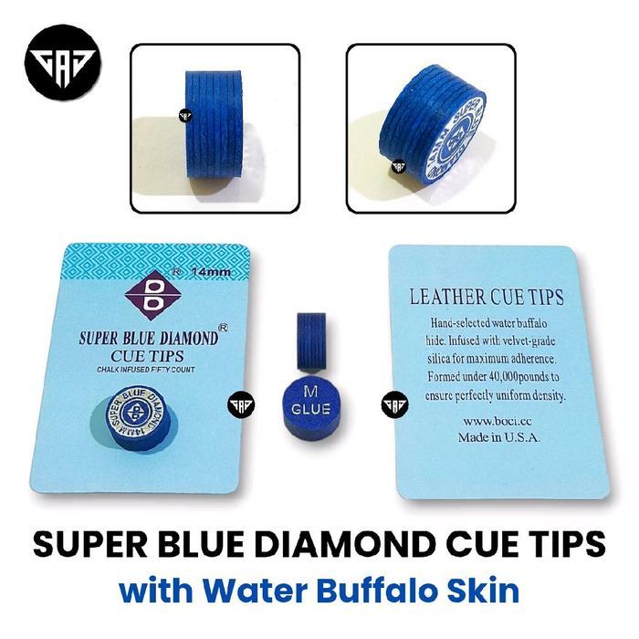 Super Blue Diamond Cue Tip Kulit Kerbau Tip Billiar Premium