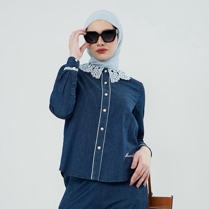 Mandjha Celina Atasan/ Kemeja/ Blouse Denim By Ivan Gunawan