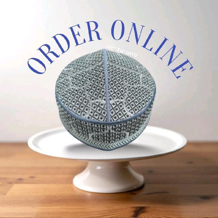 Peci Songkok Kopiah Pakistan Rajut Dan Bordir Peci Pakistan Pria Dewasa Motif Putih Haji Hitam