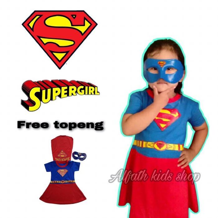 KOSTUM ANAK PEREMPUAN SUPERGIRL BAJU DRES KOSTUM PEREMPUAN SUPERGIRL / KOSTUM SUPERMAN PEREMPUAN