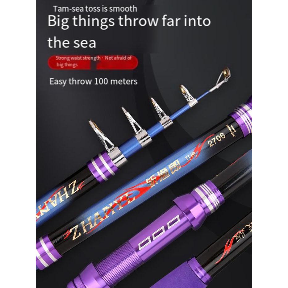 CALDARI Pancing Laut Fishing Rod Purple Joran Pancing Telescopic Rod Fly Carp Feeder Pesca Portable