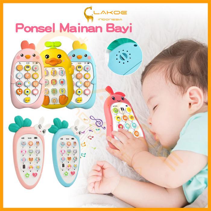 LAKOE 6bulan+ Mainan Telepon Edukasi Anak Bayi Mainan Telepon Bayi Bilingual Mainan handphone anak