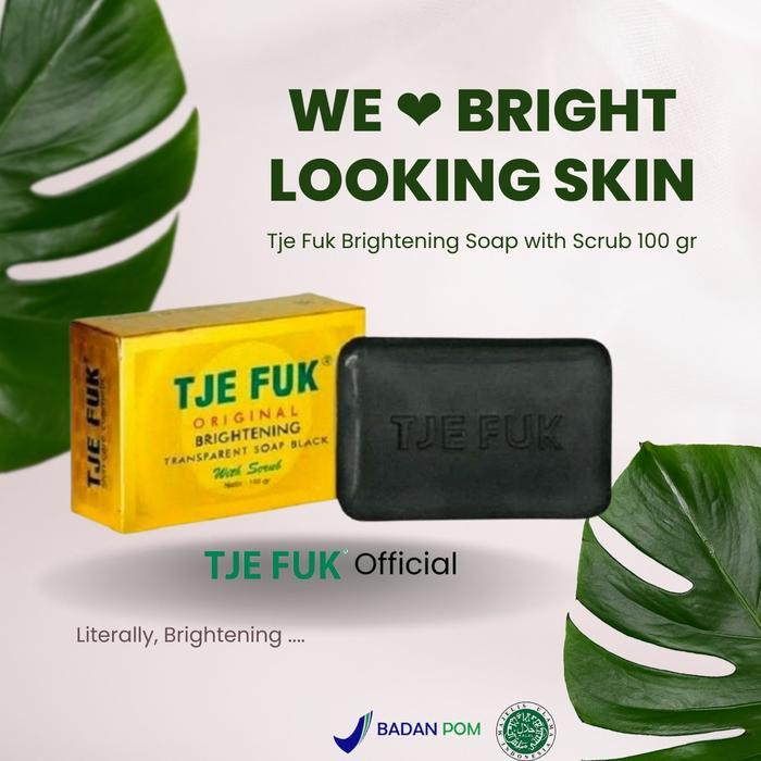 TJE FUK Brightening Soap Scrub 100 gr [Hitam] - Sabun Pencerah dan Pemutih Kulit Wajah Tubuh,