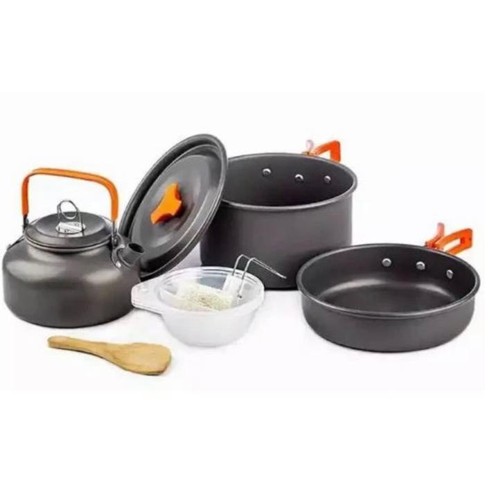 Paket Murah Alat Masak Camping Cooking Set LWY DS 308 dan Kompor Kotak Lipat Kovar K 202 - Alat