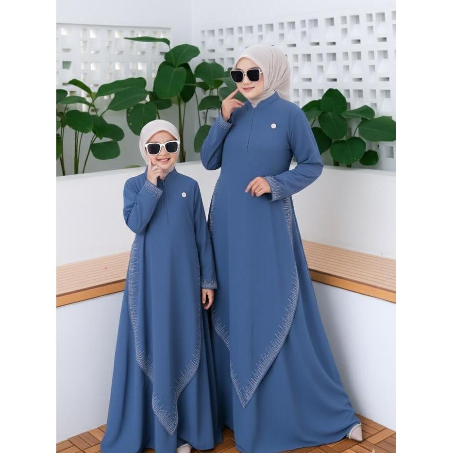 PREMIUM Gamis Syahla Couple Ibu Dan Anak Perempuan Terbaru Bahan Ceruty Babydoll Baju Kondangan