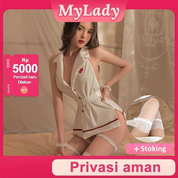 MYLADYLingerie Dress Cosplay Perawat Kostum Putih Sexy Seragam Nurse Seksi Baju Nurse Suster