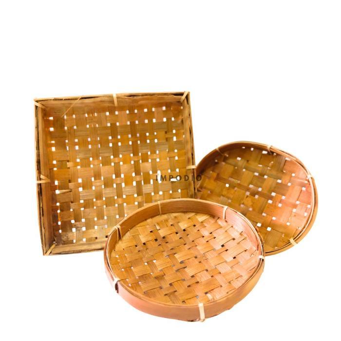 IMPODIO Anyaman piring bambu / wadah anyaman - Properti foto produk makanan