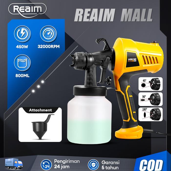 Spray Gun Cat Semprot Elektrik REAIM 800ML 1200ML Alat Semprot Cat Tembok Cat Dinding untuk Rumah