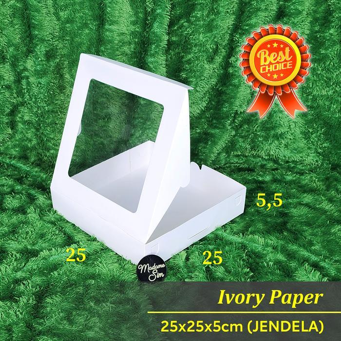 BOX IVORY - KOTAK PIZZA - DUS DONAT - KARDUS HAMPERS 25x25x5 (JENDELA)