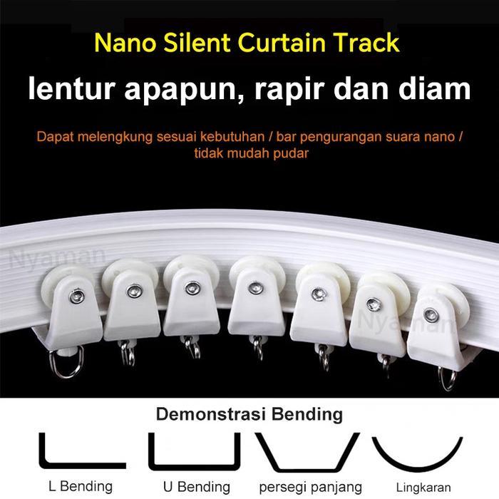 KAGK Rel Gorden Lengkung Rollet Gordyn Siku Flexibel Batang Hordeng Elastis Ukuran 1.2 - 6 M Tanpa