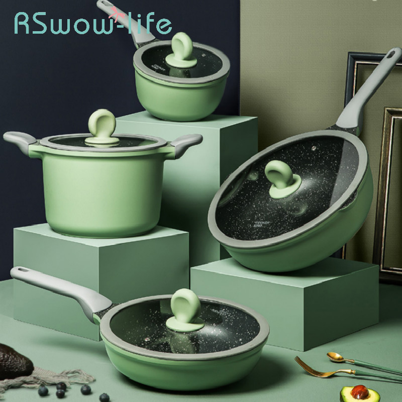 Maifan Wajan Anti Lengket Batu Wajan Tanpa Asap Panci Wajan Panci Kompor Gas Universal Panci Anti Le