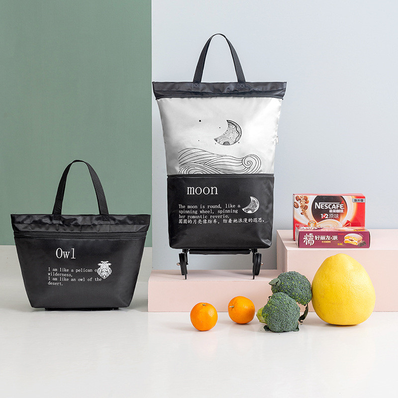 Keranjang Belanja Lipat Kapasitas Besar Tas Tangan Kelontong Tas Pembelanja Tote untuk Troli Pasar G