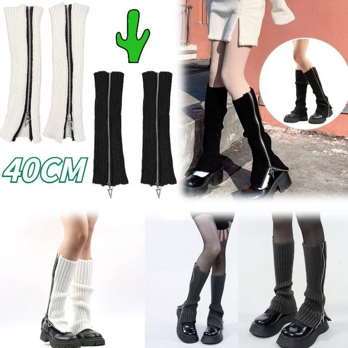 40CM Leg Warmer Selutut Socks Leg Warmer Rajut Wanita Gaya Kaos Kaki Gradasi Gothic Socks Lolita