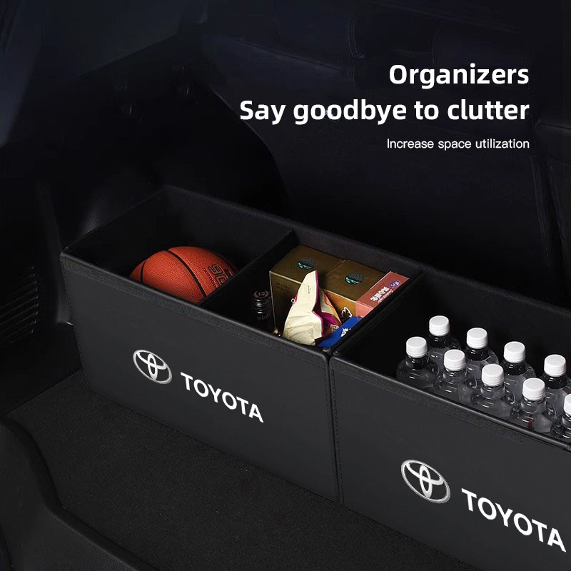 Car Trunk Storage Box Auto Tool Sorting Storage Leather Box For Toyota 86 Mirai Supra Prado Alphard