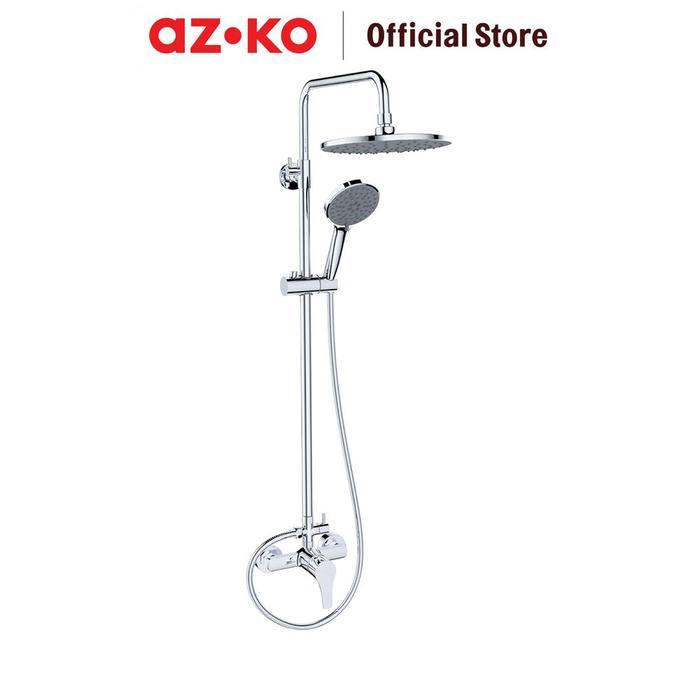 AZKO Acroz Set Essencio Shower Mandi - Metalik Chrome Shower Kamar Mandi Perlengkapan Kamar Mandi