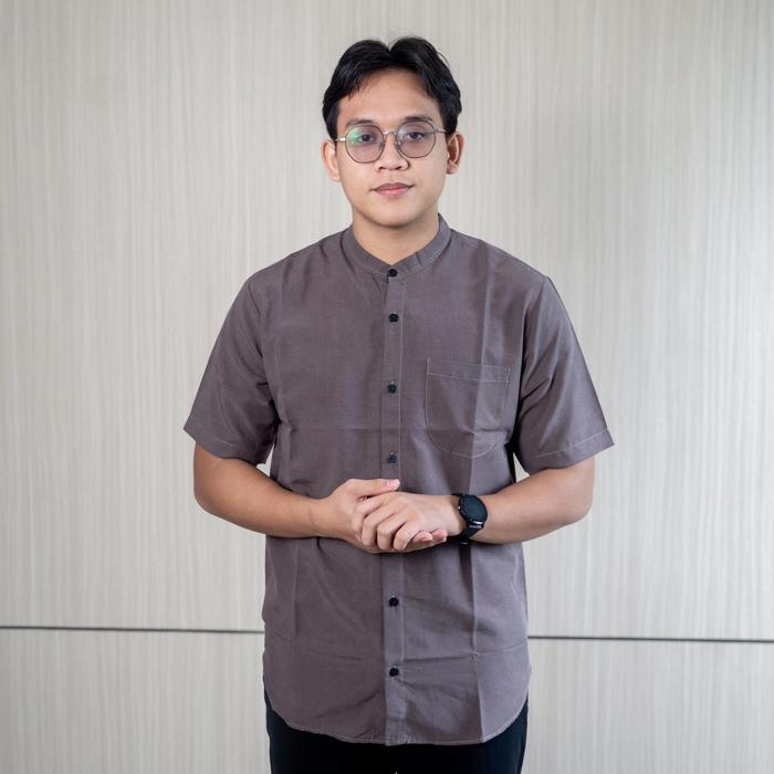 TWO-D Baju Kemeja Koko Muslim Pria Kerah Motif Lengan Pendek TD2686