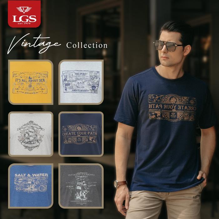 LGS - Vintage Collection - Kaos Katun Pria Casual - Sablon HD - Roundneck - Regular Fit -