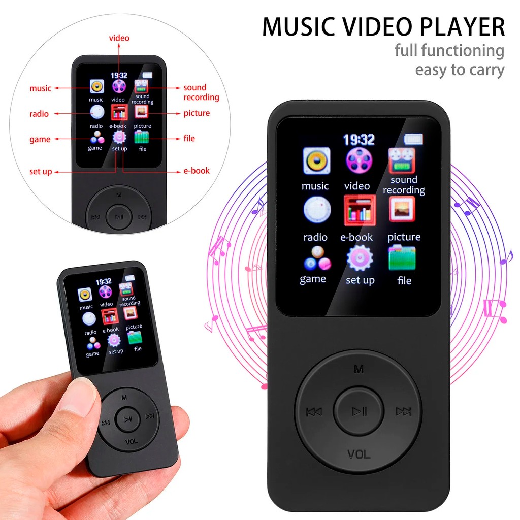 MP3 Player Bluetooth Mini Color Screen E-book Sports MP3 MP4 FM Radio Walkman Music Player Suitable