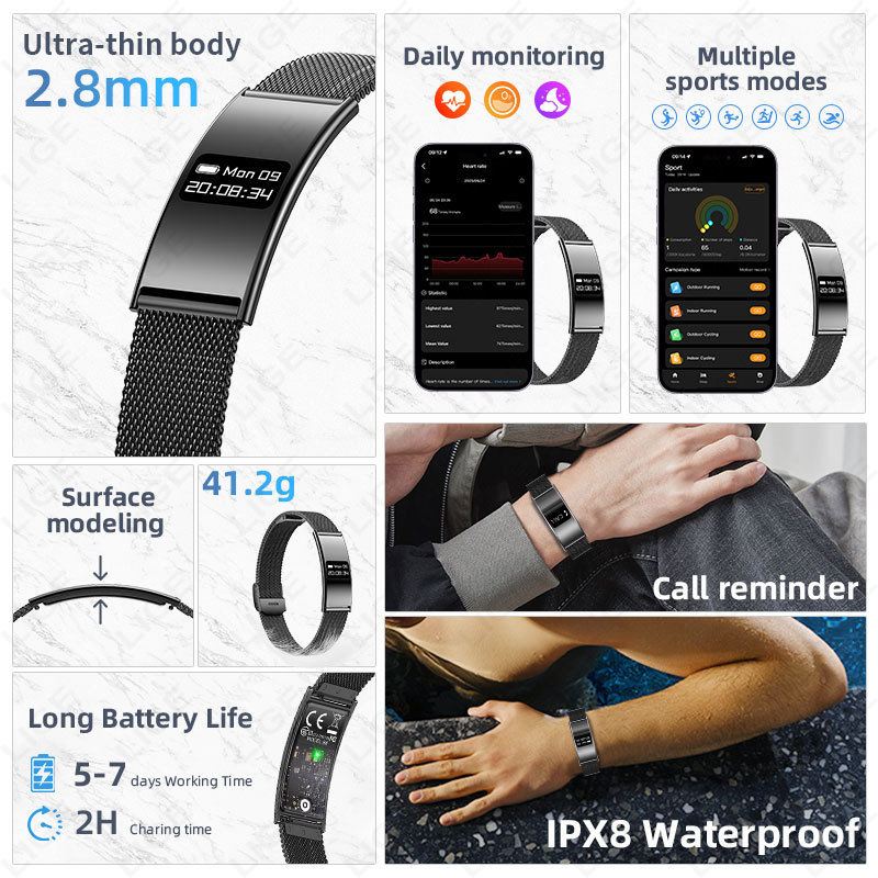 New Ultra-thin Sport Smart Watch Men Health Smart Bracelet Women GPS Tracker Fitness Smart Band