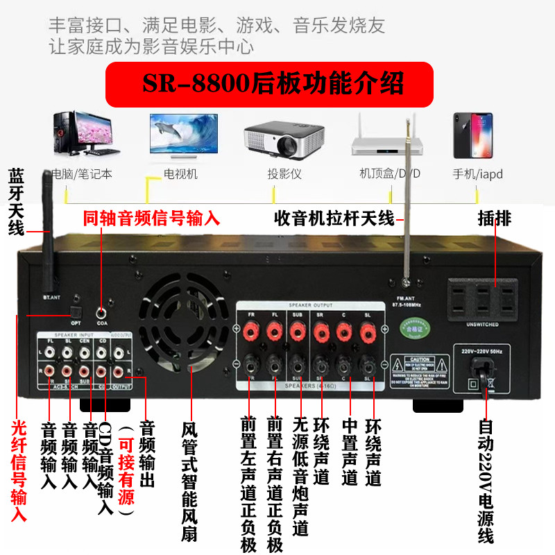 5 channel power amplifier 5.1 home power amplifier high power karaoke power amplifier digital