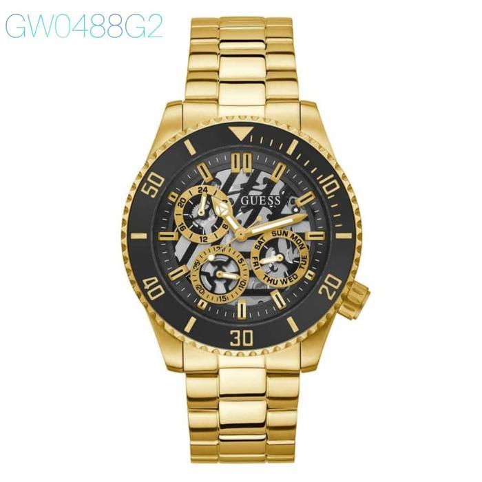 Jam Tangan Pria Guess Original GW0488G1 GW0488G2 Stainless Steel Gold