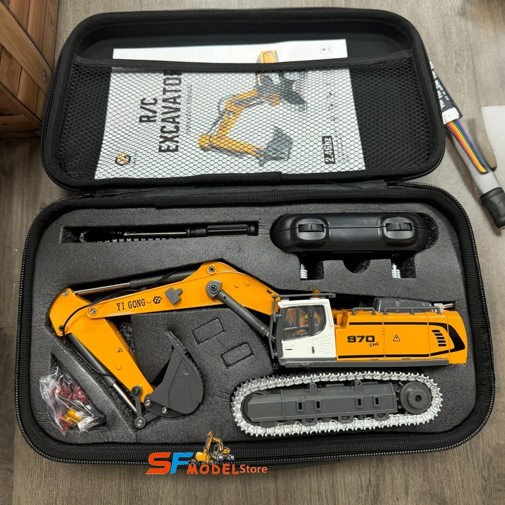 Mini RC Excavator Loader 1/50 970 520 Excavator 636 Loader Electric Simulation Model Metal Track