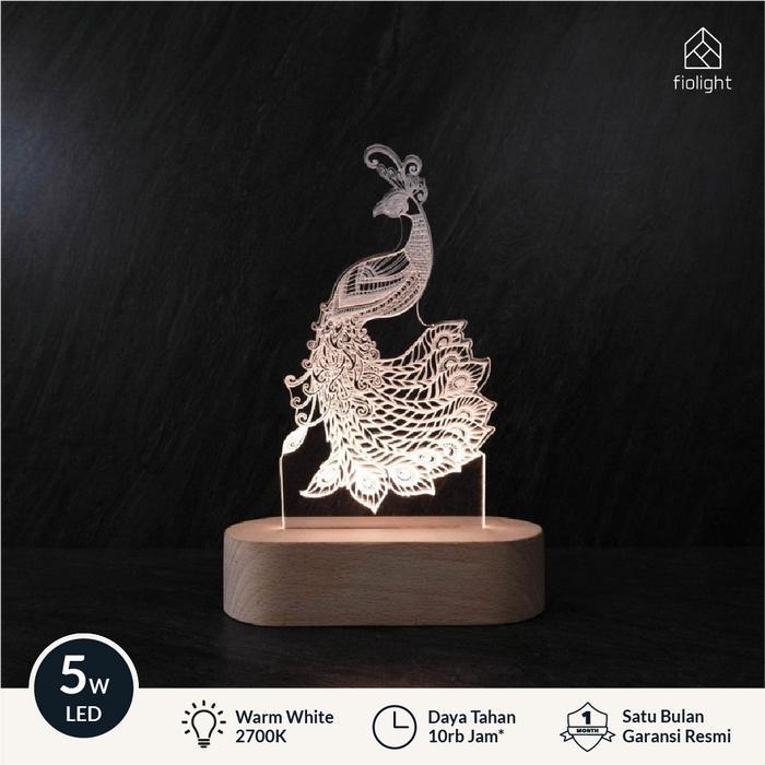 Lampu Akrilik Dekorasi Tidur Burung Merak Bohemian Series Fiolight