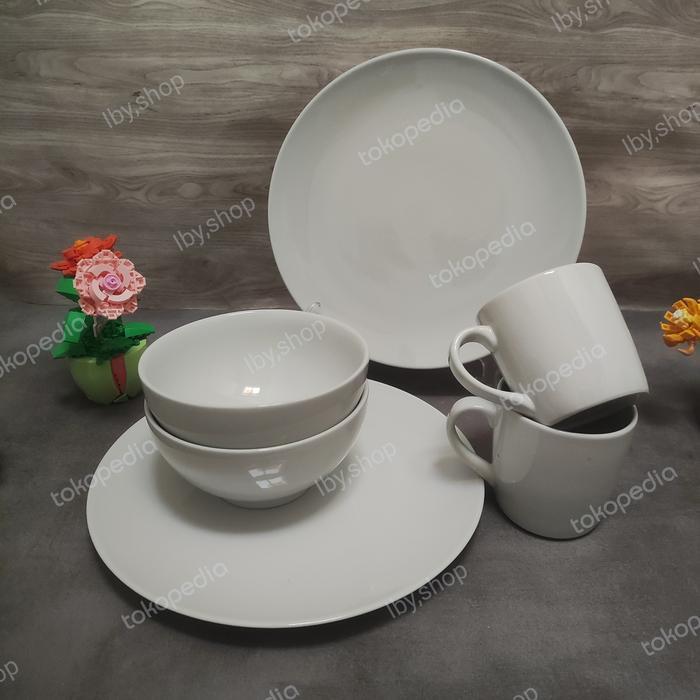 Piring Set Keramik Putih/ Dinner set putih