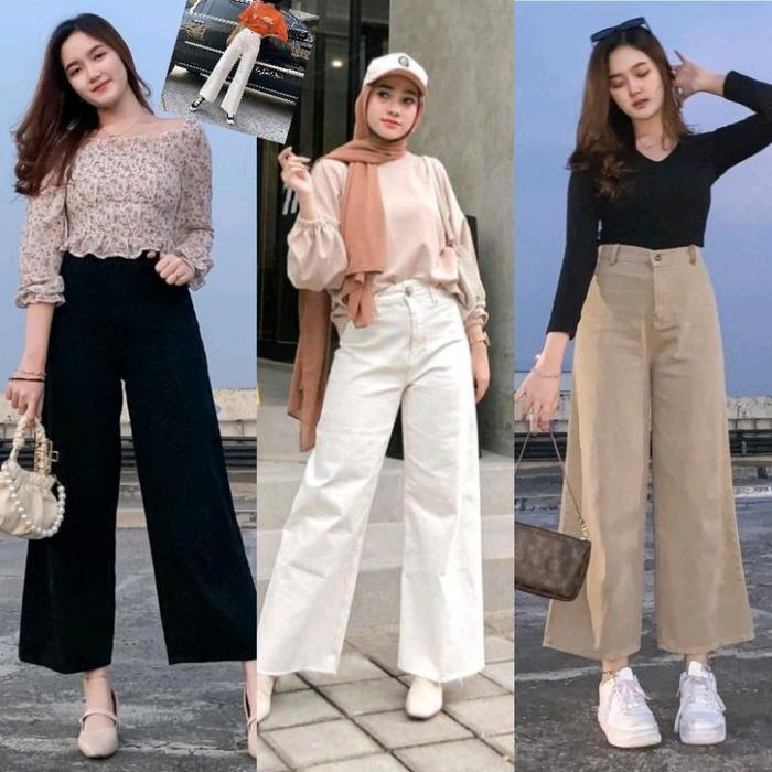 Kulot Higtwaist Wanita/Kulot Jeans Wanita Cream/Mozza Kulot Jeans Pasti Promo