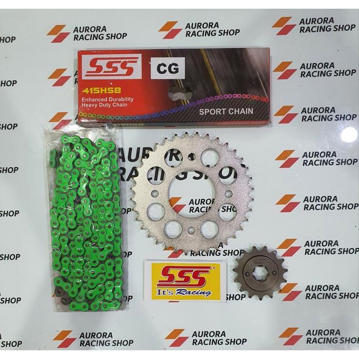 Gear Set Sss Supra X 125 / Blade & Rantai Sss 415 Hsb Colour Series