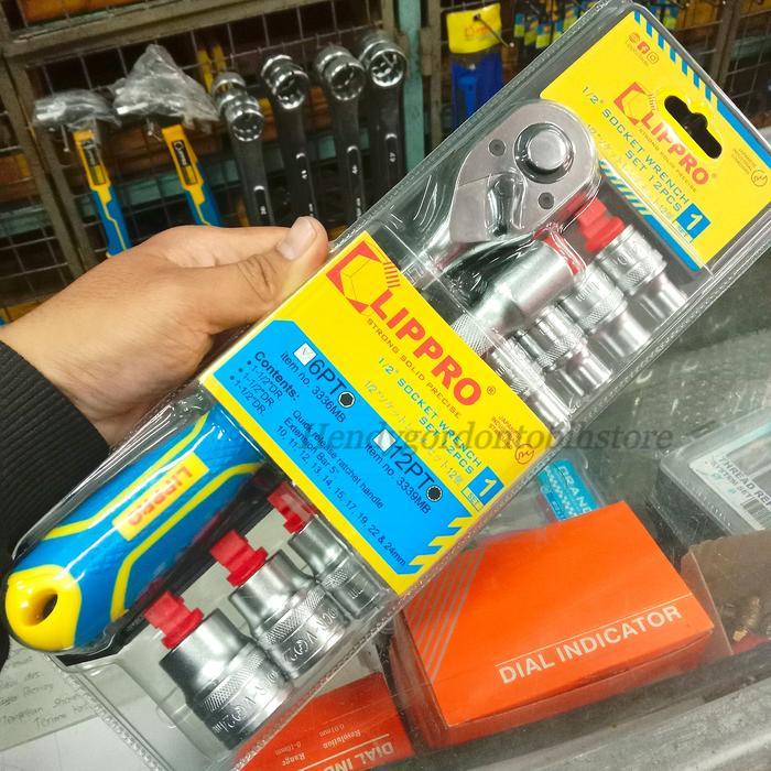 LIPPRO Kunci sock sok 12pcs 1/2 6PT 10-24mm Original Lippro kunci sok