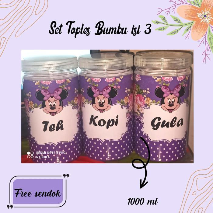 SET TOPLES BUMBU DAPUR ISI 3 MOTIF MICKEY UNGU