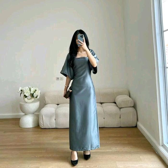 TERLARIS Long Dress Satin Velvet Dress LYODRA Maxi Gaun