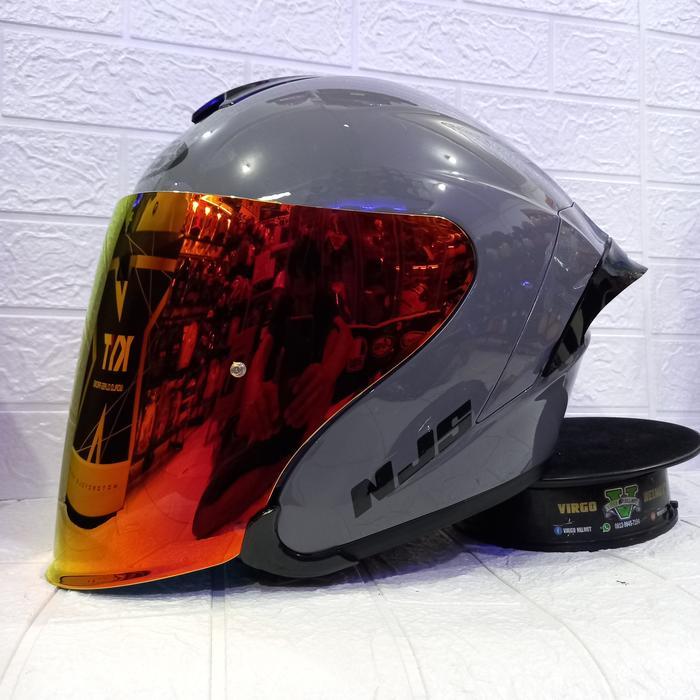 Helm Njs Kairoz Solid Stone Grey Paket Ganteng