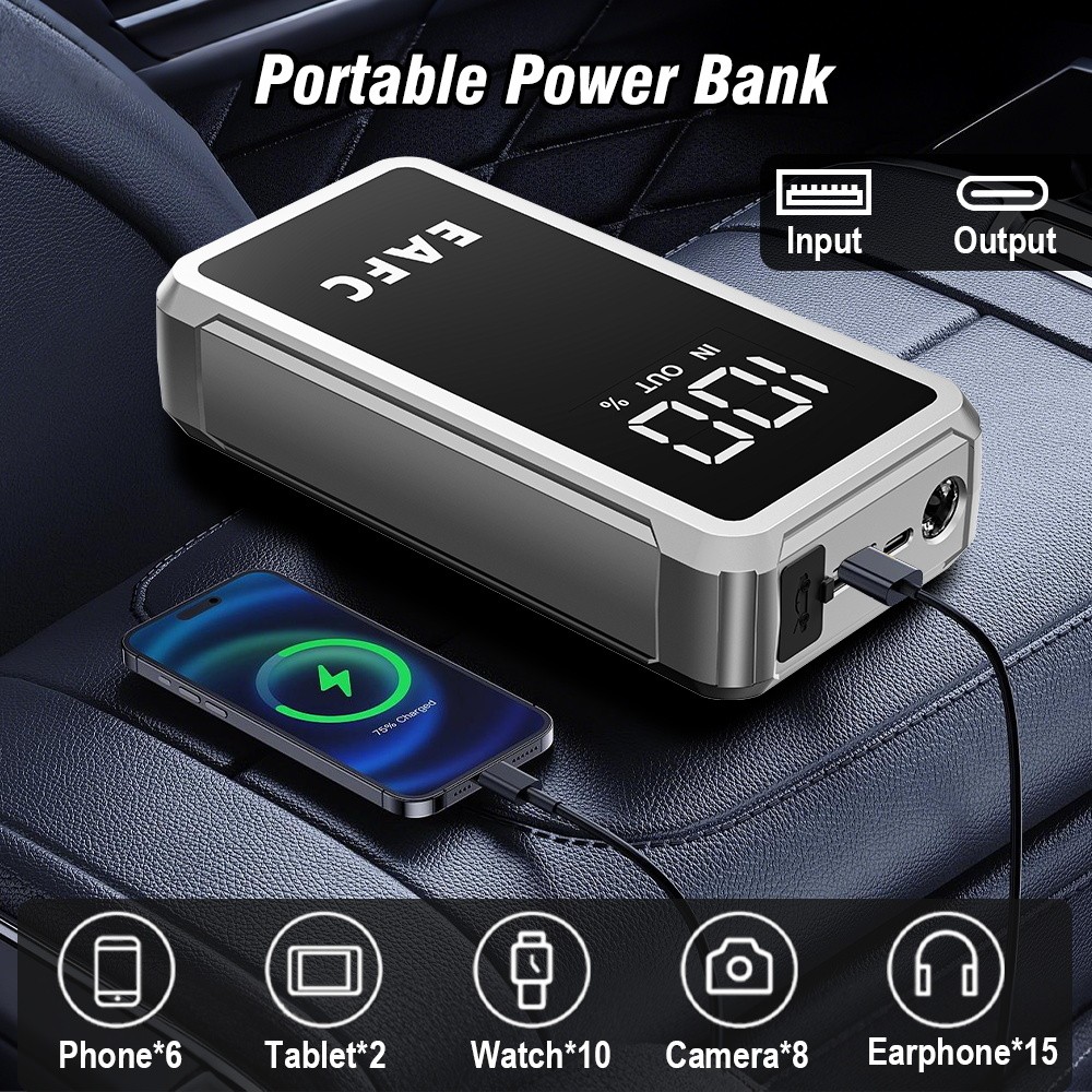 EAFC 12V Car Jump Starter Battery Power Bank QC3.0 Charger Portable Car Battery 4000A Emergency