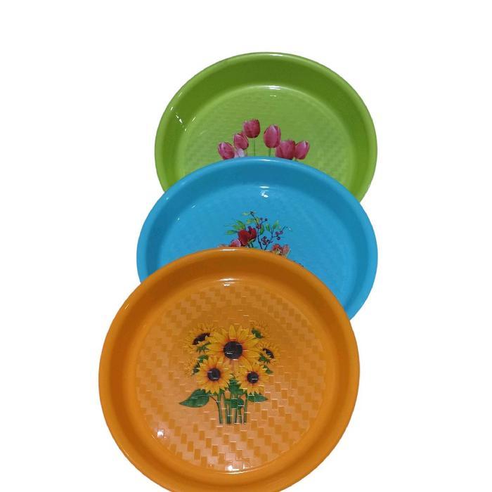Sunrise Nampan Bulat Loyang Cantik Motif Bunga & Bunga Matahari Plastik Foodgrade Size M-L-Xl