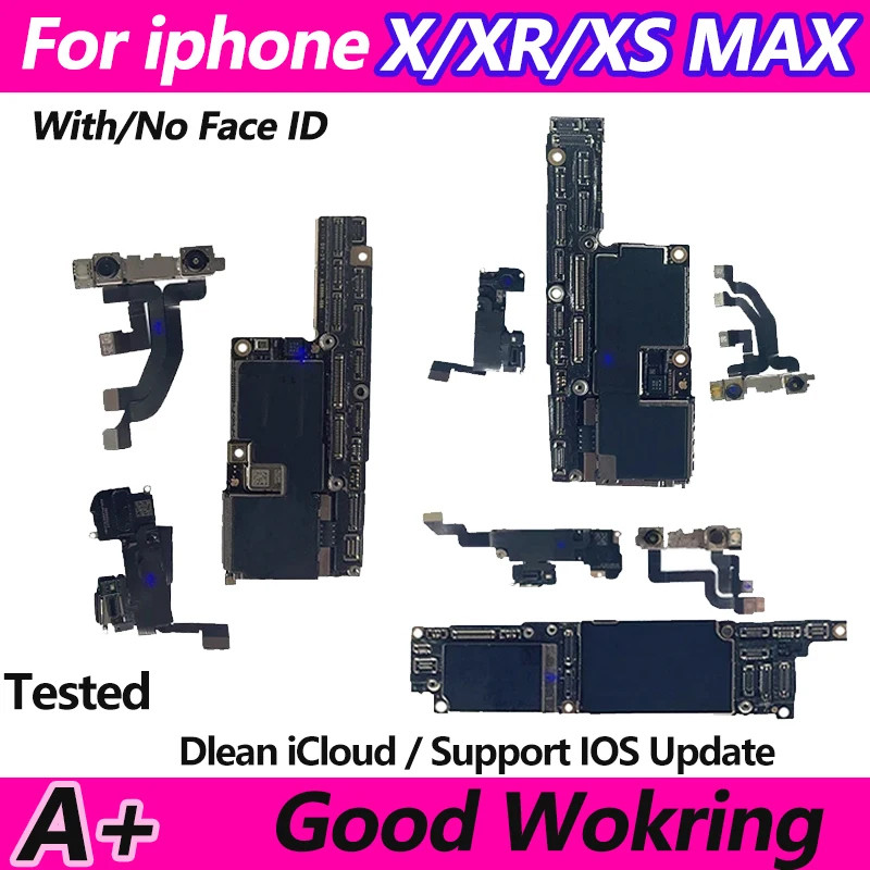 STOK TERBATAS  100% Working Board For iPhone XR & X & Xs Max Motherboard With Face ID Unlocked 64GB 