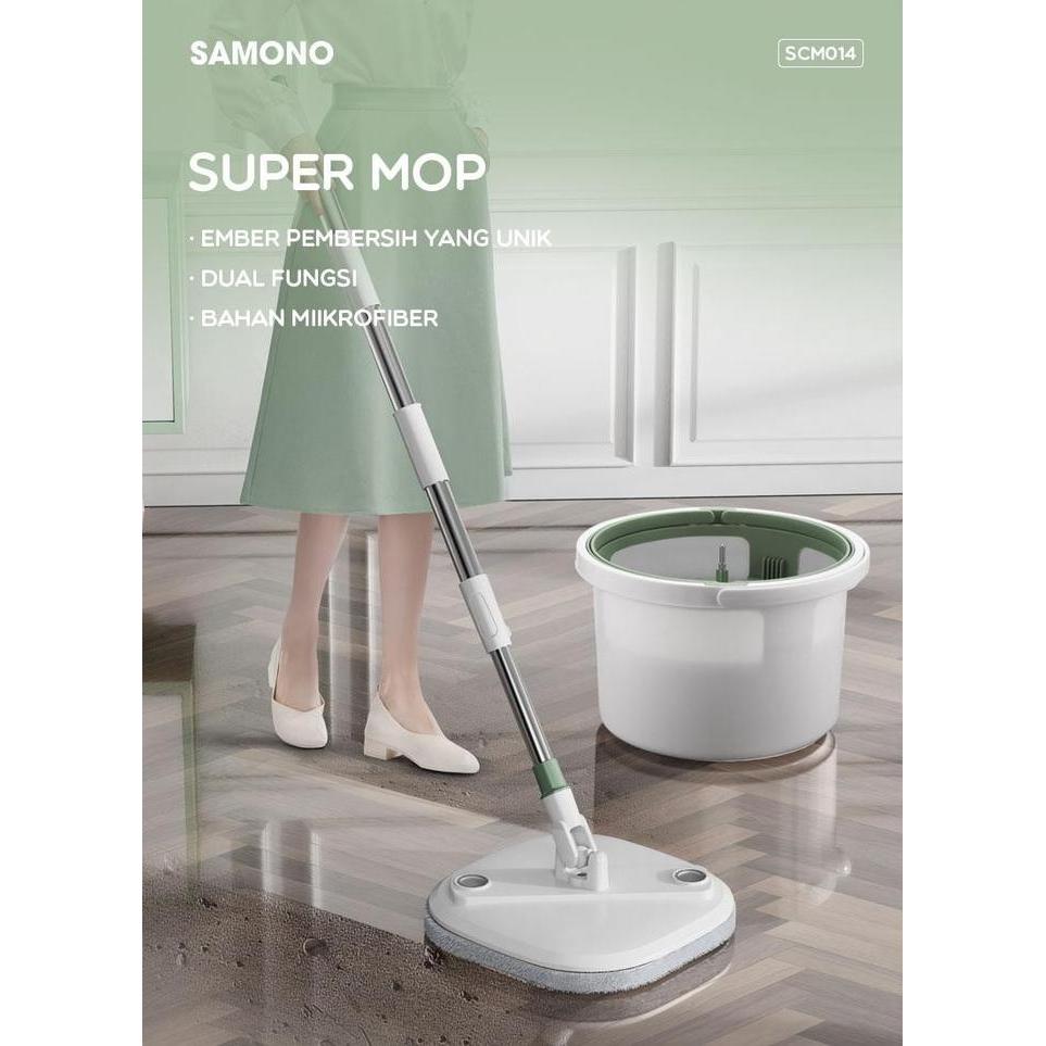 Alat Pel Lantai Putar Besar Single Spin Mop Microfiber 2 in 1 + Ember