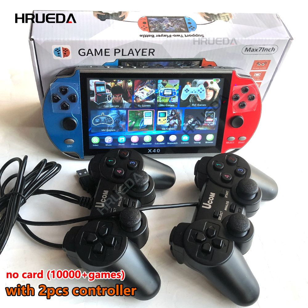 X40 retro video game console 7 inch HD screen built in 16GB handheld game console player with two ga