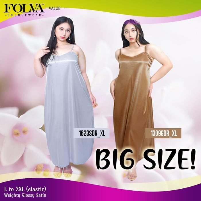 Folva Tanktop Dress Panjang Baju Rumah Satin 2Xl Jumbo