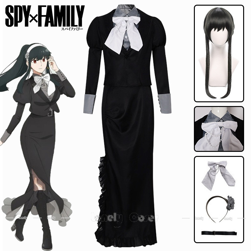 Yor Forger Cosplay Costume Wig Anime Spy X Family Dress Coat Headband Belt Yor Briar Headwear Pro