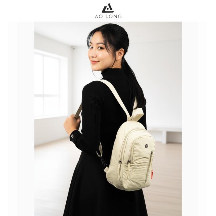 Sedia AOLONG RANSEL MILEA 1337# - Tas Selempang Ransel Wanita Pria Bahan Parasut Premium Anti Air