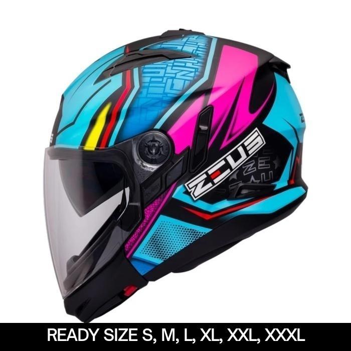 HELM ZEUS 613C BLUE HALFACE TOURING MODULAR XXL XXXL