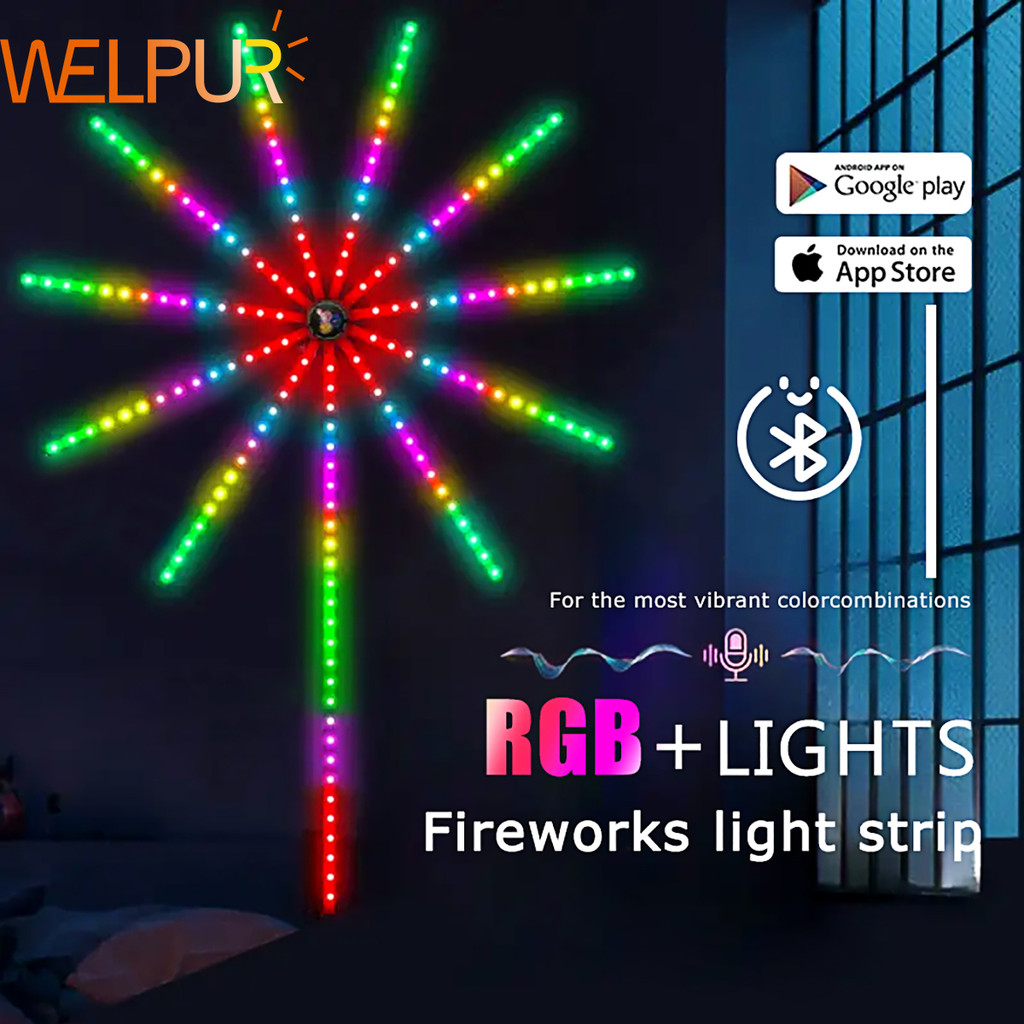 Led Firework Strip Lights Rgbic Remote-Controlled Christmas Atmosphere Light Bluetooth App Music