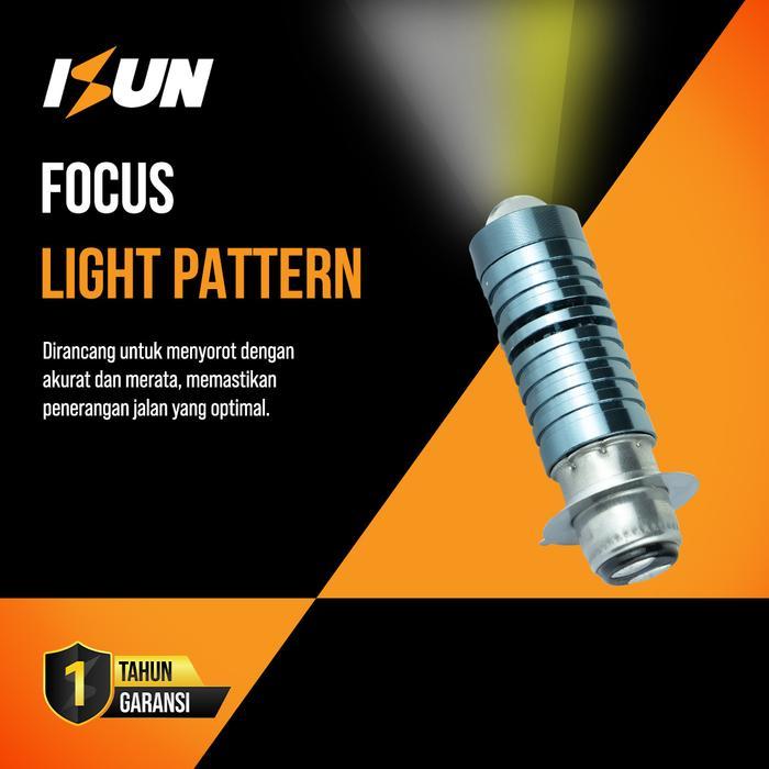 (COD) iSUN Lasergun Headlamp Lampu Utama Motor LED H6 P15D CSP DC 9-60V/9W