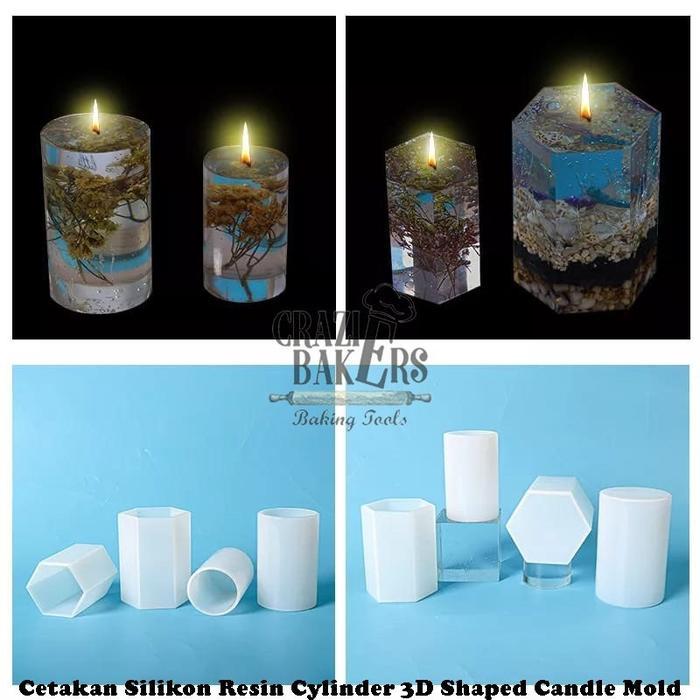 CETAKAN SILIKON RESIN CYLINDER HEXAGON 3D SHAPED MOLD