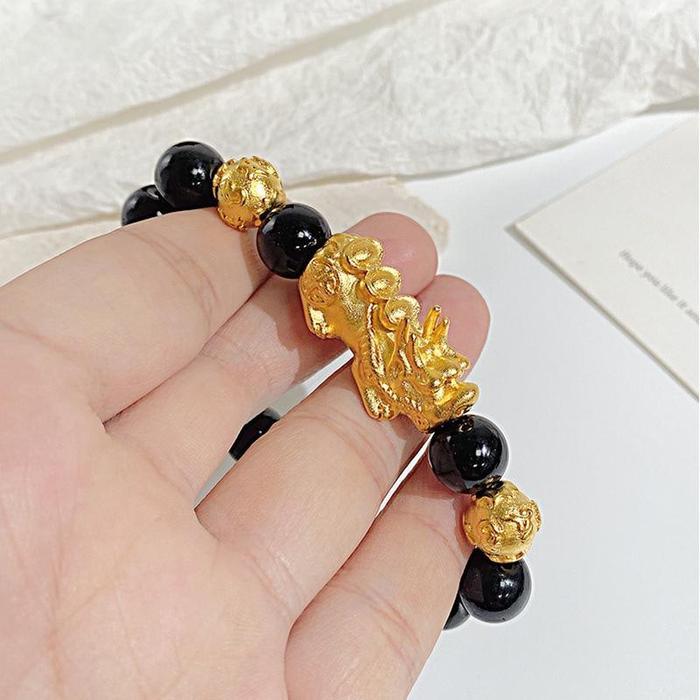 OLEVS Gelang Manik Gelang Tangan Pria Gelang Tangan Wanita 15 Manik-manik Keberuntungan