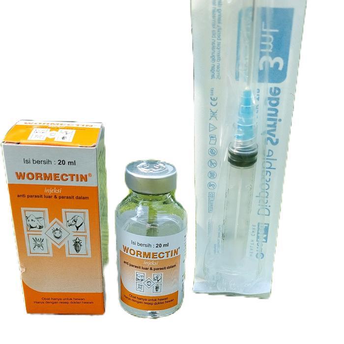 WORMECTINE 20 ML OBAT CACINGAN,JAMUR,KUTU,GUDIK DLL HEWAN TERNAK DAN PELIHARAAN. BONUS 2 BUAH ONEMED