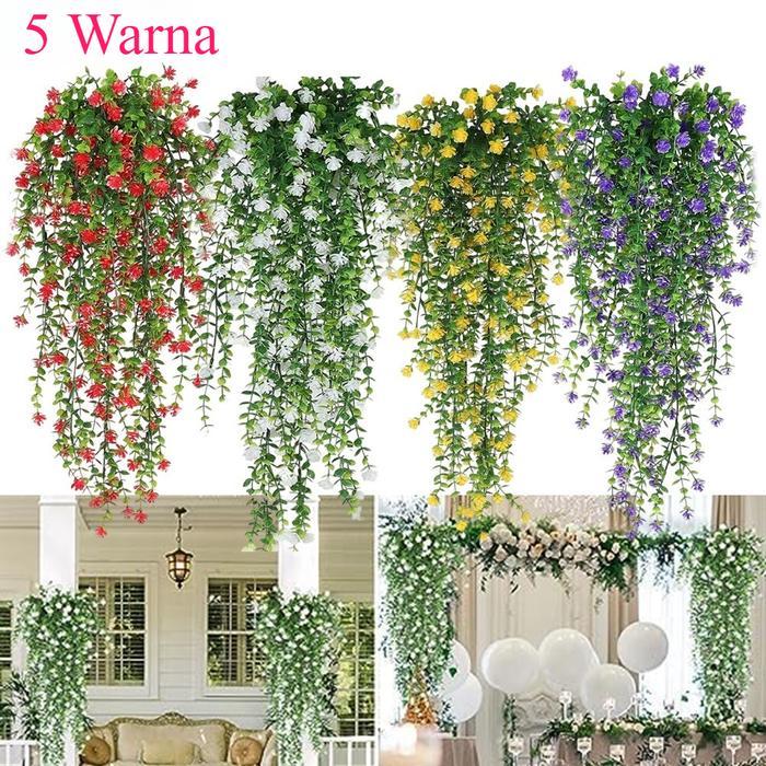 Daun Anggrek Juntai Plastik Bunga Rambat Sintesis Tanaman Hias Gantung Dekorasi Rumah Daun Juntai